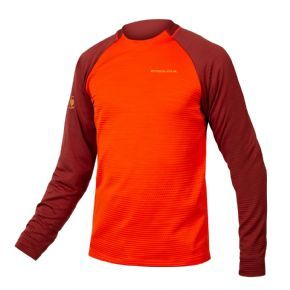 Endura Singletrack Fleece Jersey Paprika Small Only - Windproof front and sleeve panels with DWR finish