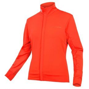 Endura Womens Xtract Roubaix Long Sleeve Jersey Hi Viz Coral - Windproof front and sleeve panels with DWR finish