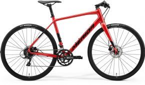 Merida Speeder 200 700c Sports Hybrid Bike Red/Black - Raw edge grip rib hem with super fine silicone grippers